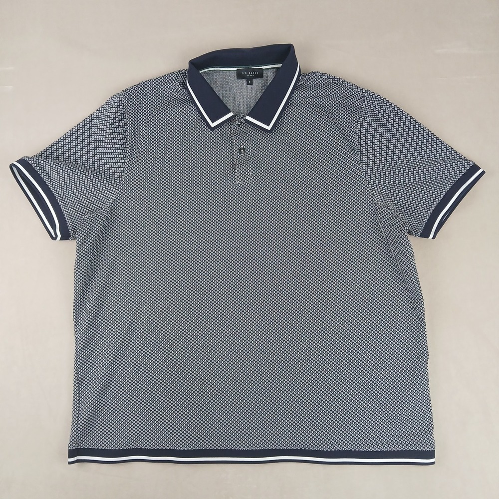Ted Baker 6 XL Mens Polo Shirt Geometric Knit Banded Waist City London 24x26